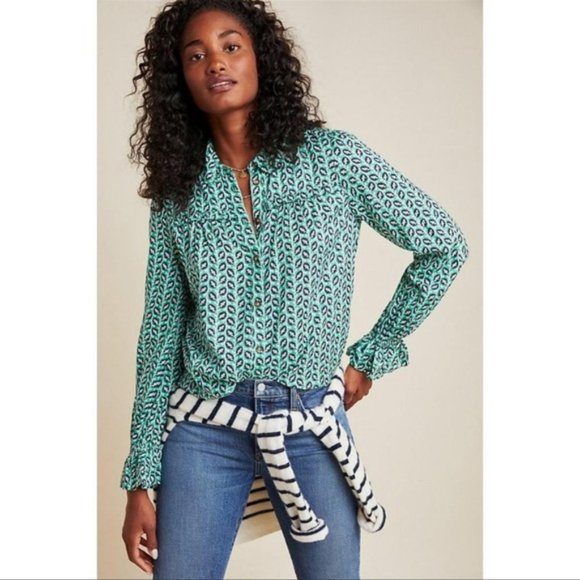 Maeve Anthropologie Blouse- Lovely print- Like New - Picture 1 of 4